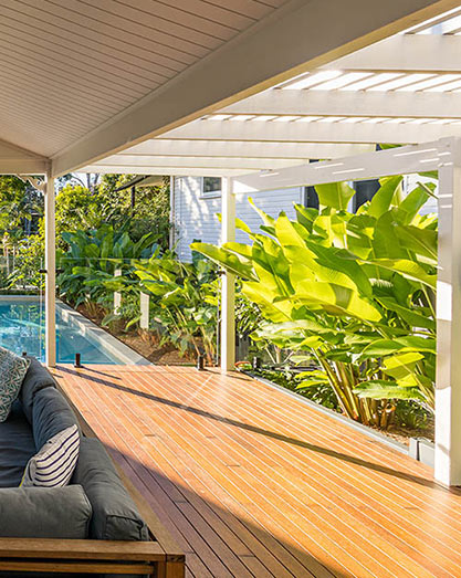 Lush tropical screening to give privacy around pool and deck area